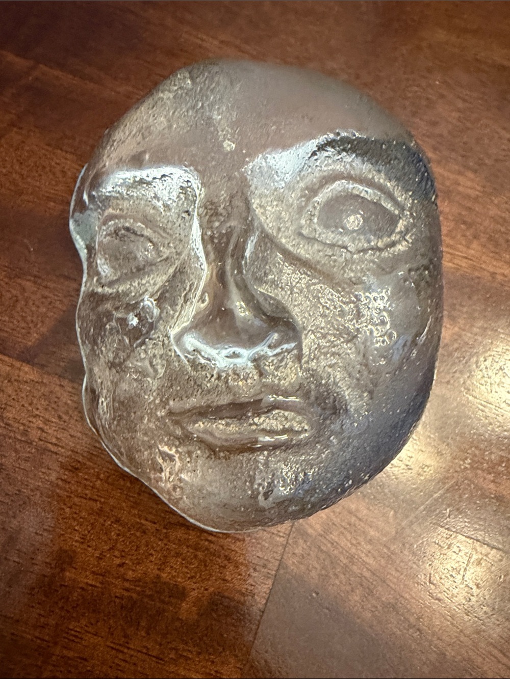 Handcrafted Sand Cast Face art piece.